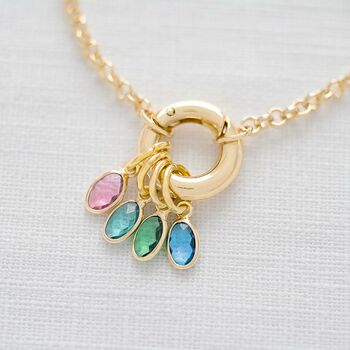 Runa Family Oval Birthstone Personalised Necklace, 2 of 6
