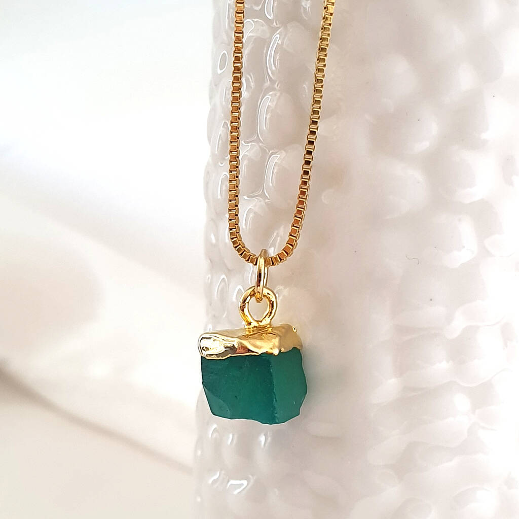 Green Onyx Gemstone Gold Pendant Necklace By Misskukie ...