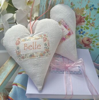 Personalised Ditsy Linen Name Heart, 6 of 10