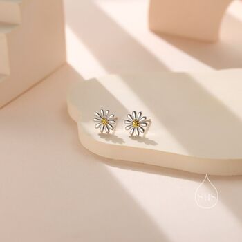 Sterling Silver Aster Daisy Flower Stud Earrings, 2 of 12