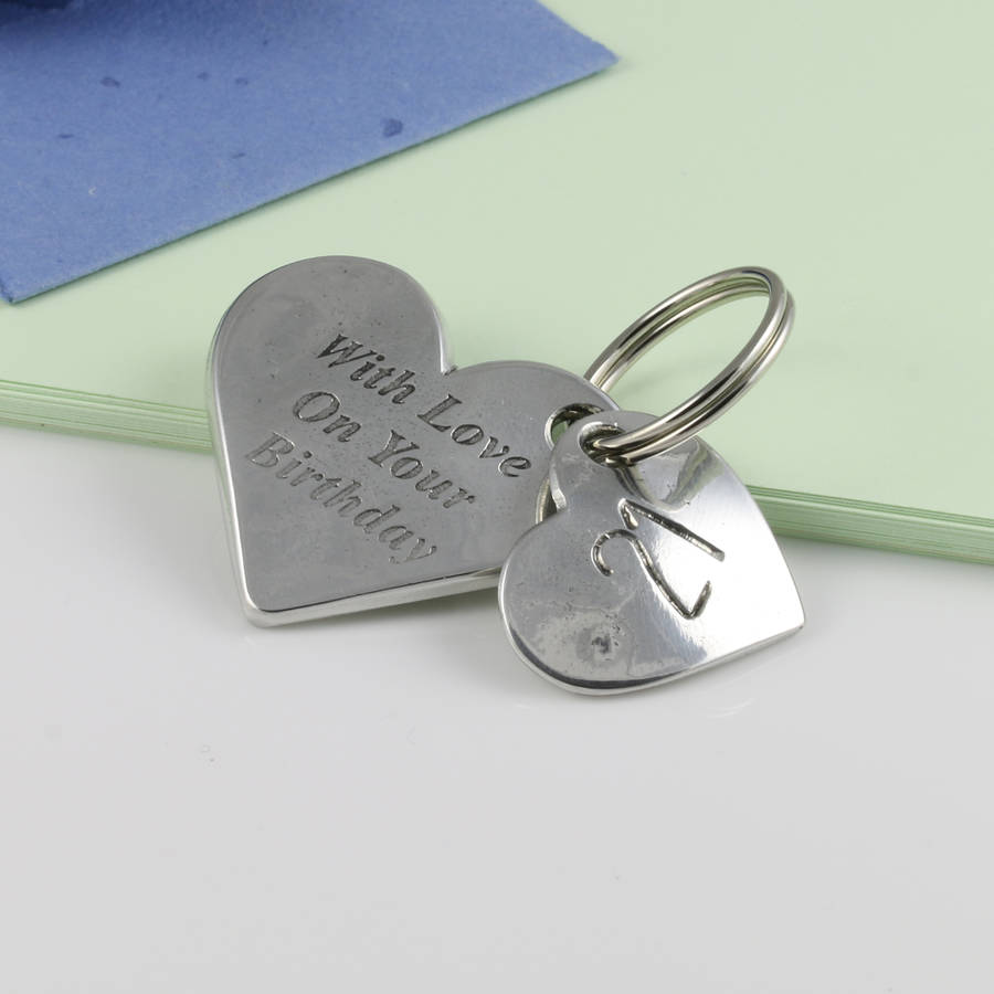 personalised 21st birthday pewter heart key ring by multiply design ...