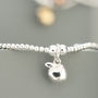 Sterling Silver Apple Charm Beaded Bracelet, thumbnail 7 of 9