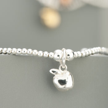 Sterling Silver Apple Charm Beaded Bracelet, 7 of 9