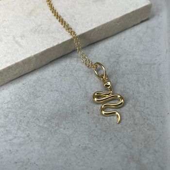 Sterling Silver Gold Plated Snake Necklace, 8 of 10