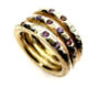 Gold Diamond And Gemstone Three Band Ring, thumbnail 2 of 3