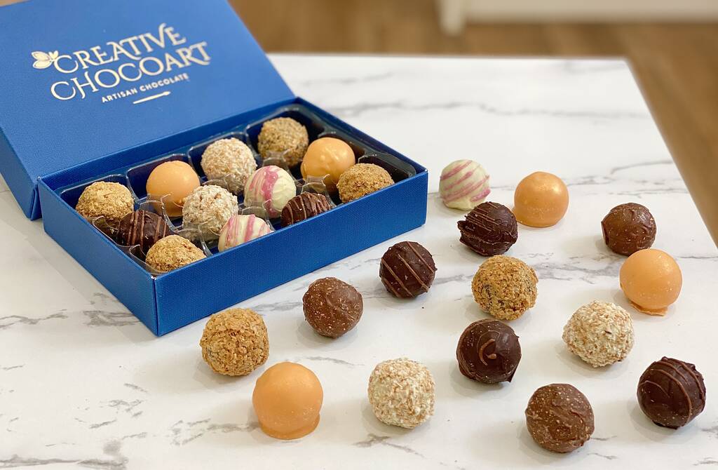Luxury Chocolate Truffles Box Of 12 By Creative Chocoart