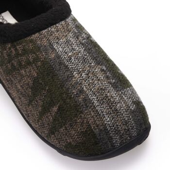 Adam Khaki Grey Aztec Mens Slippers/Indoor Shoes, 8 of 8
