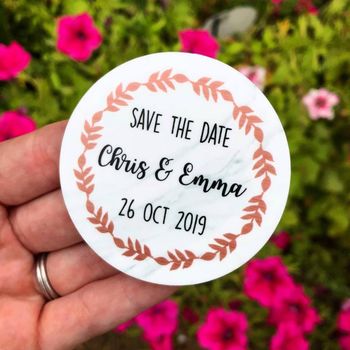 Rose Gold And Marble Save The Date Wedding Magnets, 2 of 2