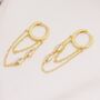 Sterling Silver Marquise Cz Crystal Chain Hoops Earring, thumbnail 2 of 12
