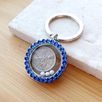 Something Old, New, Borrowed, Blue Bridal Sixpence Keyring, 11 of 12