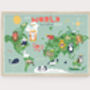 Illustrated Map Of The World Animal Print, thumbnail 1 of 3