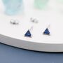 Tiny Sapphire Blue Cz Triangle Stud Earrings, thumbnail 5 of 10