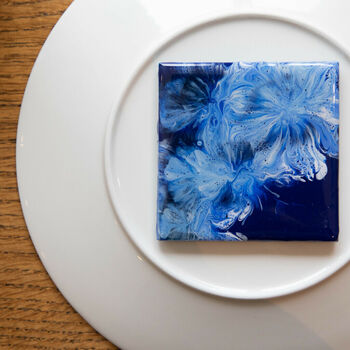Sold Home Made Blue Ceramic Coasters | Set Of Four, 4 of 8