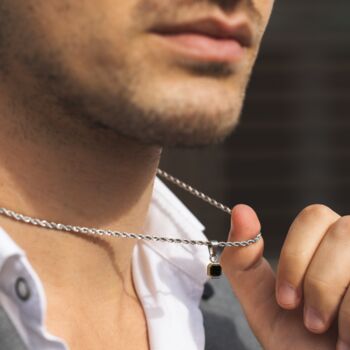 Mini Black Onyx Pendant Necklace For Men, 5 of 12