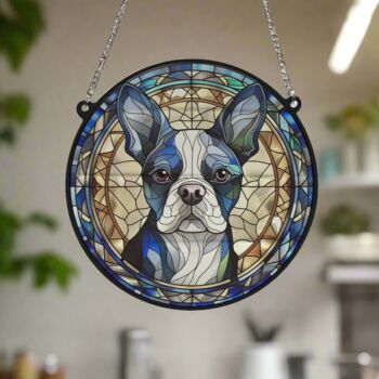 Boston Terrier Stained Glass Effect Suncatcher, 4 of 5