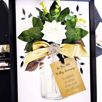 Boxed Opulence Bloom Personalised 50th Anniversary Card, 3 of 5