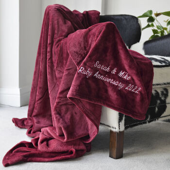 Personalised Ruby Wedding Anniversary Ruby Red Blanket, 4 of 5