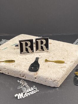 Personalised Engraved Single Initial Square Cufflinks, 2 of 5