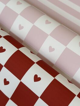 Checked Love Heart Valentine's Wrapping Paper, 2 of 3
