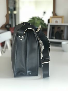 Black Leather Messenger Bag, 4 of 6