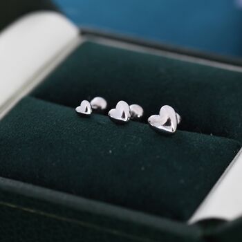 Sterling Silver Extra Tiny Heart Barbell Earrings, 2 of 12