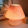 Pink Murano 70s Style Mushroom Stripe Glass Table Lamp, thumbnail 5 of 5