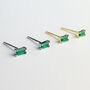 Sterling Silver Emerald Cut Green Crystal Stud Earrings, thumbnail 1 of 5