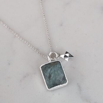 The Duo Emerald Necklace, Sterling Silver, 3 of 11