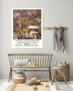 Natural History Pink Mushroom Art Print, 3 of 4