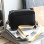 Black Leather Crossbody Bag With Striped Strap, thumbnail 3 of 7