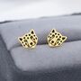 Leopard Stud Earrings In Sterling Silver, thumbnail 3 of 12