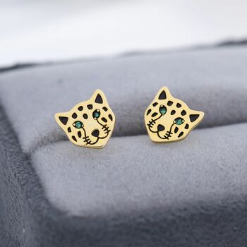 Leopard Stud Earrings In Sterling Silver, 3 of 12