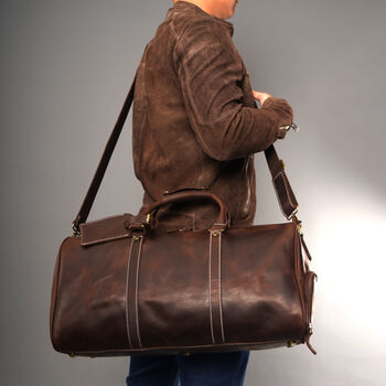 Leather Boot Gym Over Night Bag, 7 of 11