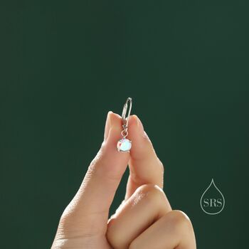 Aurora Ab Cz Lever Back Hoop In Sterling Silver, 3 of 12