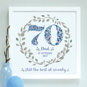 Personalised 70th, 80th, 90th Birthday Framed Print, 8 of 12