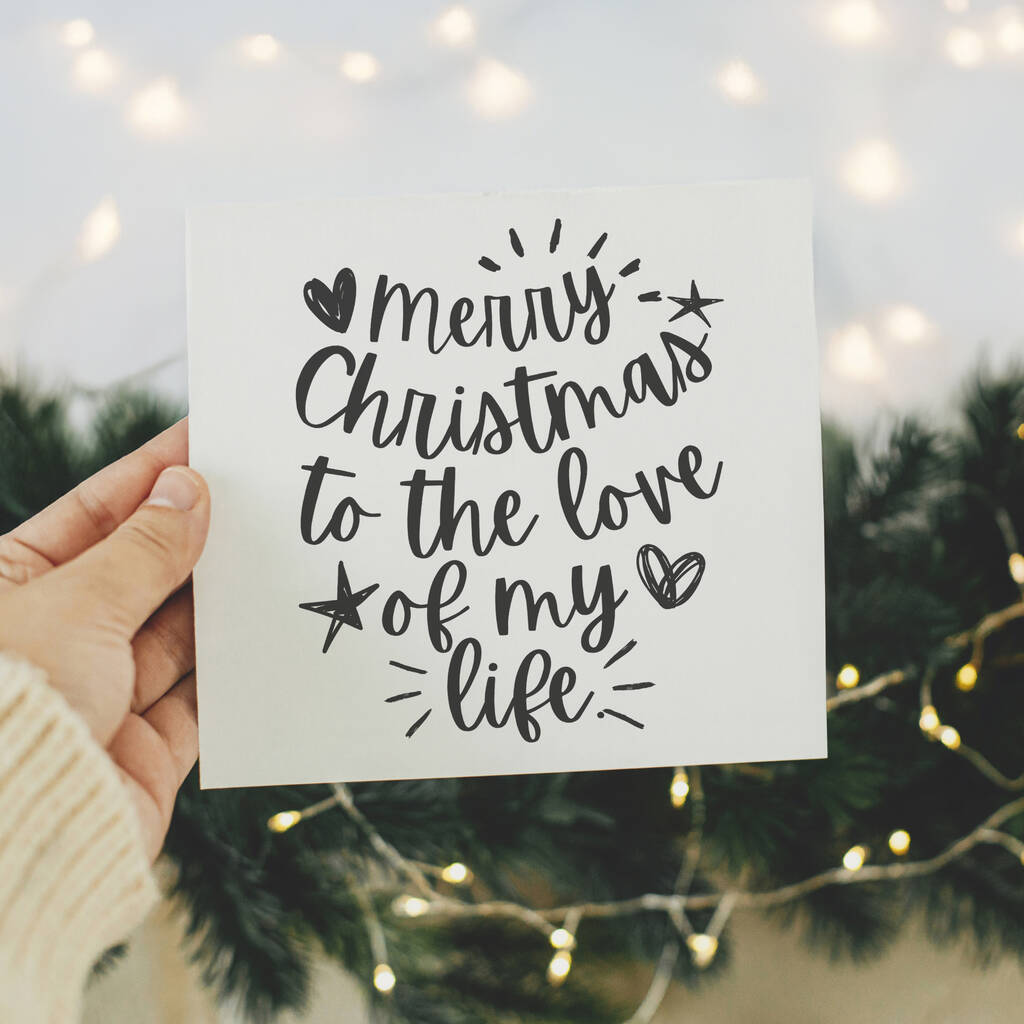 Merry Christmas To The Love Of My Life Typography Card, 1 of 4