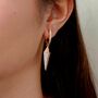 Rose Gold Geometric Cz Pave Spike Drop Earrings Rectangle Hoops, thumbnail 1 of 10