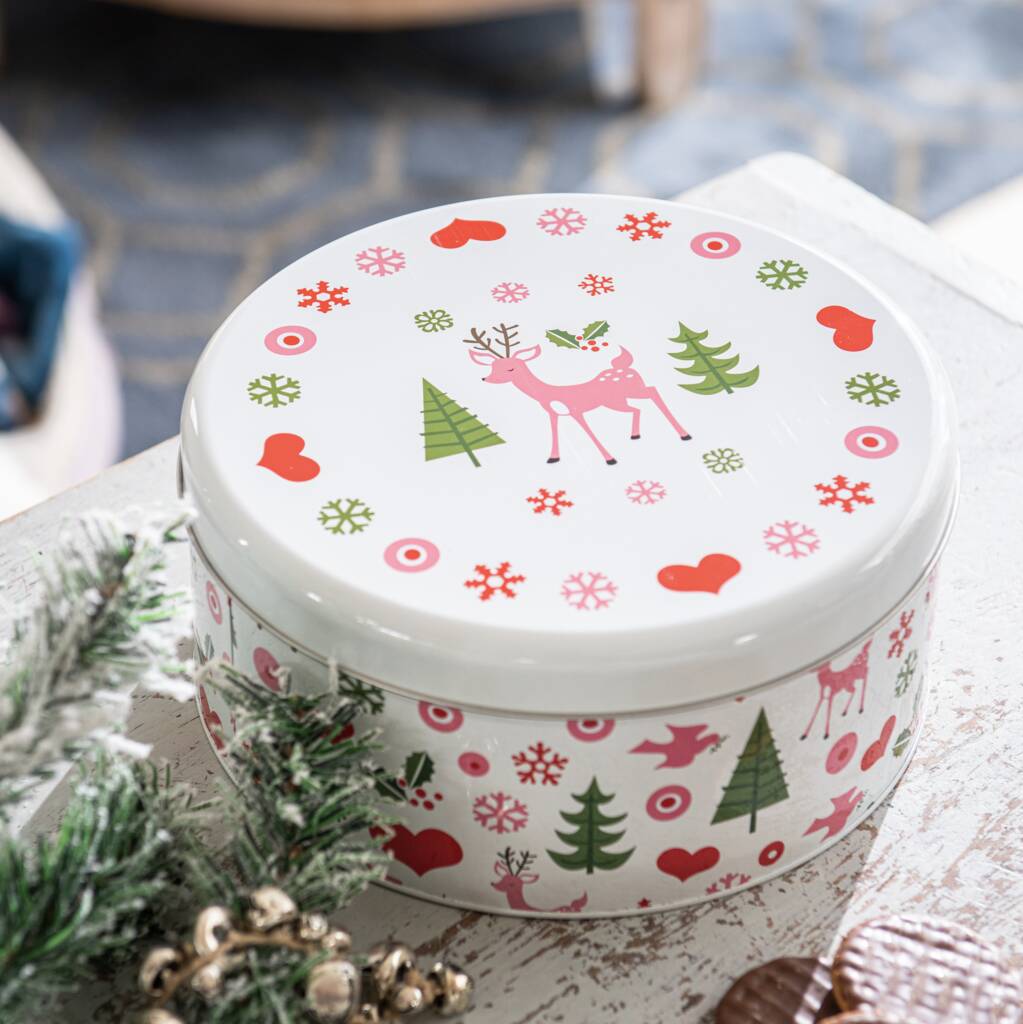 Personalised Christmas Cake Tin Xmas Kitchenware Christmas Storage