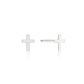 Silver Or Gold Tiny Cross Stud Earrings, 3 of 4