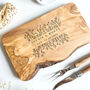Personalised Floral Engraved Olive Cheese Board, thumbnail 4 of 8