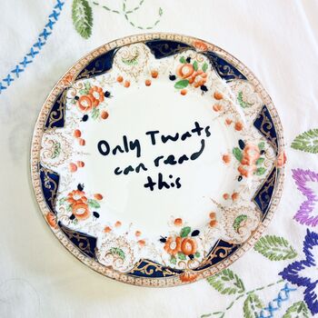 Only Twats Can Read This Upcycled Vintage Plate, 2 of 9