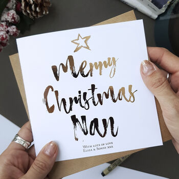 Rose Gold Christmas Card For Nanna | Personalised, 3 of 4
