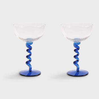 Set Of Two Blue Spiral Champagne / Cocktail Glass, 4 of 5