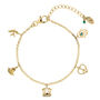 Peace Love And Freedom Sterling Silver / Gold Vermeil Charm Bracelet, thumbnail 7 of 8