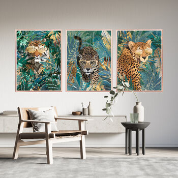 Jaguar In The Gold And Green Jungle Wall Art Print, 5 of 6