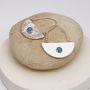 Silver Semi Circle Boho Earrings With Turquoise, thumbnail 2 of 2