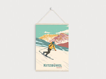 Kitzbühel Ski Resort Austria Travel Poster Art Print, 6 of 8