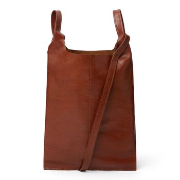 Two Way Carrier Tote Leather Shoulder Bag Tan Brown, 2 of 4