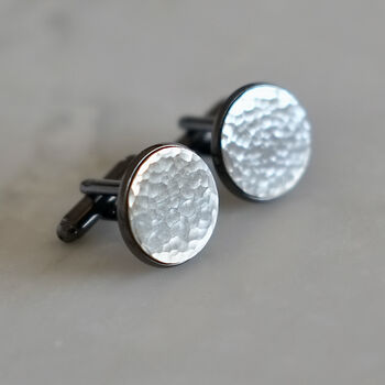 Curve Engraved Silver Cufflinks, 5 of 7