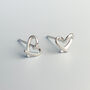 Sterling Silver Simple Heart Outline Stud Earrings, thumbnail 3 of 8